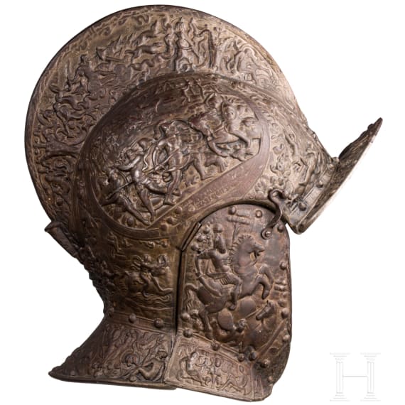 A Victorian cast iron parade burgonet, German or French, ca. 1860