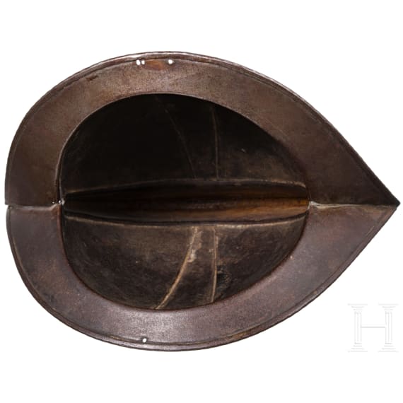 A Victorian miniature burgonet with etched decoration in 1580s style