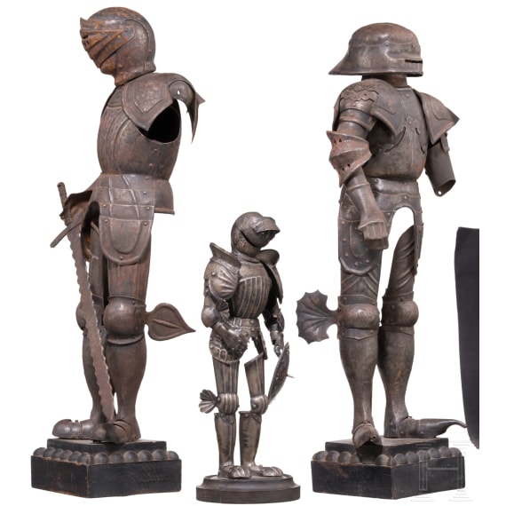 Tree German miniature suits of armour, ca. 1900