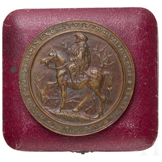 Gro&szlig;e Bronzeplakette auf Sultan Mehmed II., den Eroberer, 20. Jhdt.
