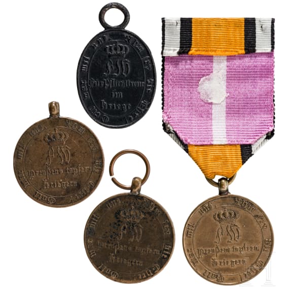 Vier preu&szlig;ische Kriegsdenkm&uuml;nzen aus den Jahren 1813 bis 1815