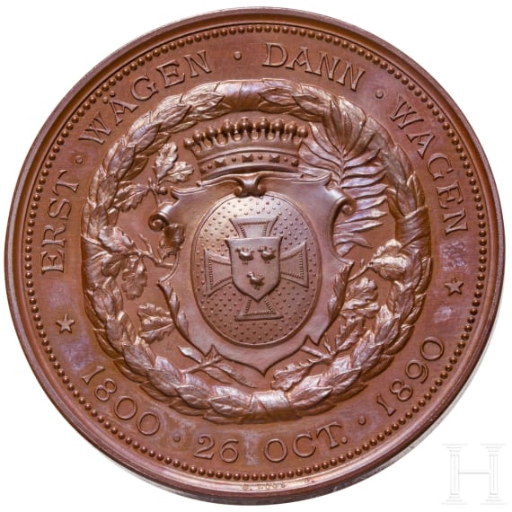 Bronzemedaille auf den 90. Geburtstag von GFM Graf Hellmuth von Moltke