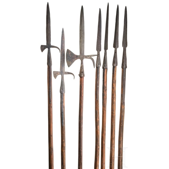 Seven German peasant polearms, German, 18th century.