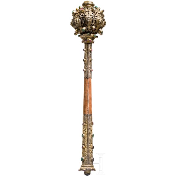 A fine Transylvanian silver-mounted mace, mid 19th century