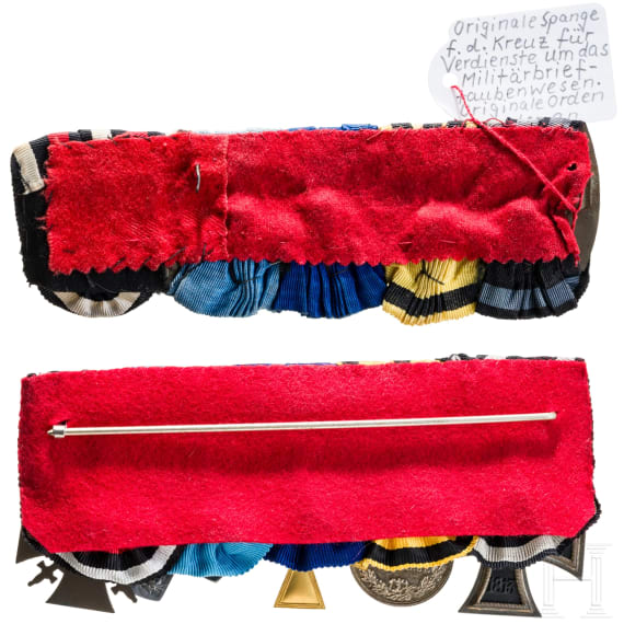 Ordensschnalle mit dem Kreuz f&uuml;r Verdienste um das Milit&auml;r-Brieftaubenwesen 1917