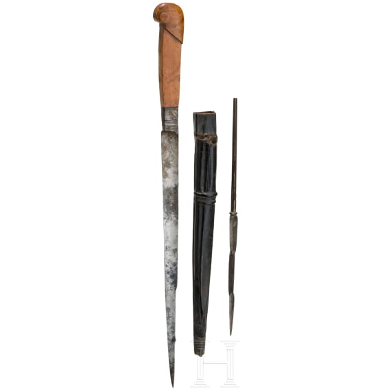 A French dagger with scabbard, 1st half of the 17th century