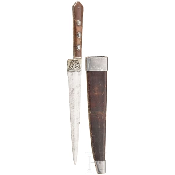 A silver-mounted Italian dagger knife, circa 1780
