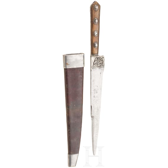 A silver-mounted Italian dagger knife, circa 1780