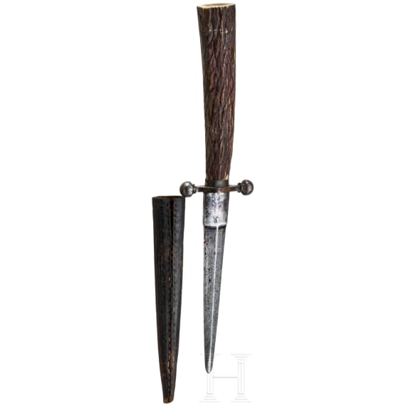 Hunting knife with carved handle by Lebrecht Schulz in Meiningen, around 1820