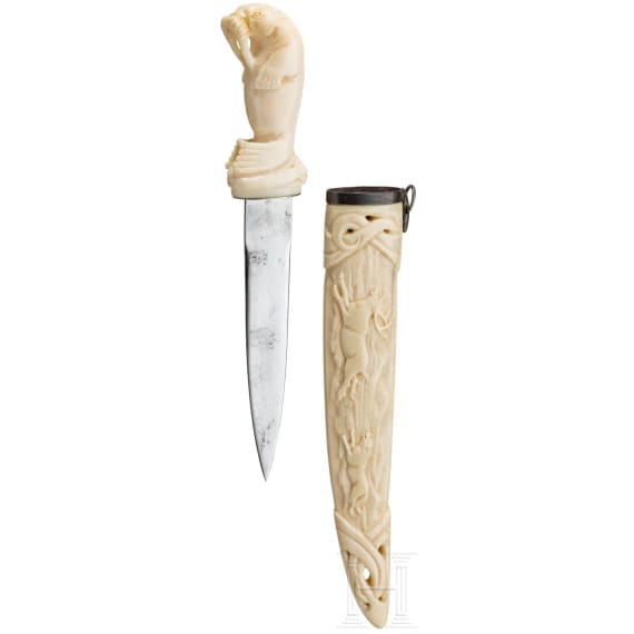 A walrus ivory mounted dagger, Pawlowo, ca. 1910