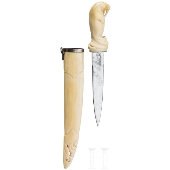 A walrus ivory mounted dagger, Pawlowo, ca. 1910