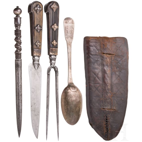 A silver mounted Salzburg set of travelling cuttlery, late 18th century