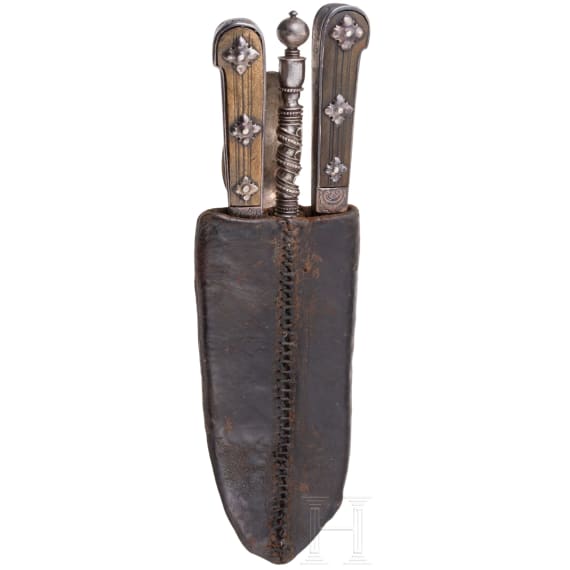 A silver mounted Salzburg set of travelling cuttlery, late 18th century