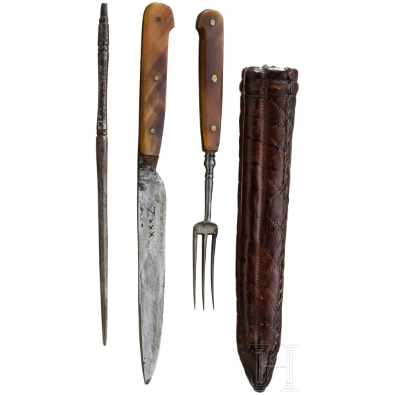 A german set of travelling cuttlery, first half of the 19th century