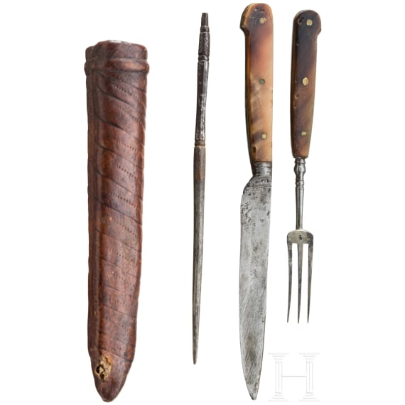 A german set of travelling cuttlery, first half of the 19th century