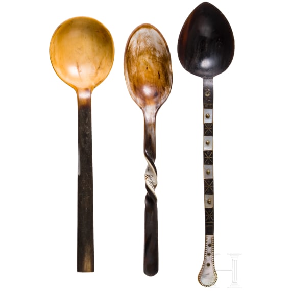 Three horn spoons, including Sterzing, first half of the 19th century