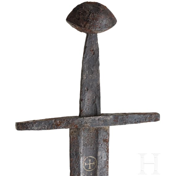 A German medieval sword with Brazil nut pommel, 13th century