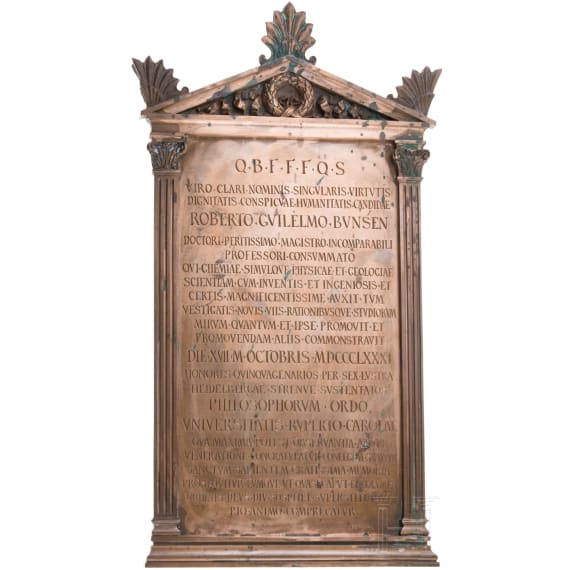 Robert Wilhelm Bunsen - Bronzetafel der Universit&auml;t Heidelberg, datiert 1881