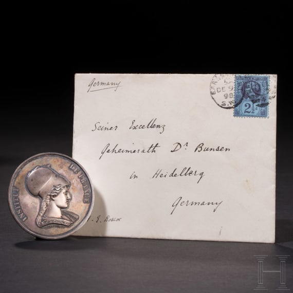 Robert Wilhelm Bunsen - Silbermedaille des Institut de France, datiert 1882
