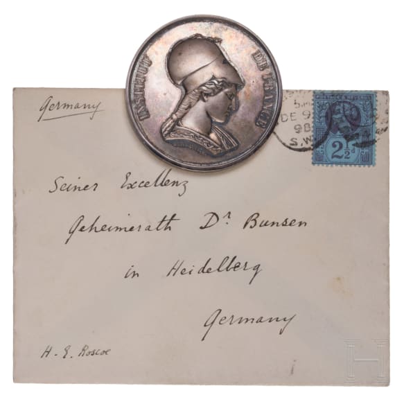 Robert Wilhelm Bunsen - Silbermedaille des Institut de France, datiert 1882