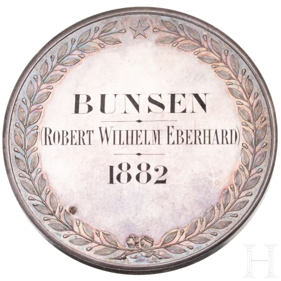 Robert Wilhelm Bunsen - Silbermedaille des Institut de France, datiert 1882
