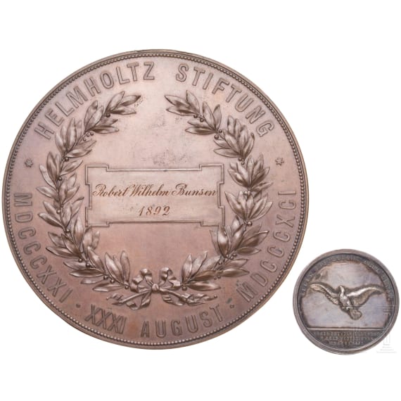 Robert Wilhelm Bunsen - Helmholtz-Medaille der Preu&szlig;ischen Akademie der Wissenschaften, verliehen 1892, und Rudberg-Medaille