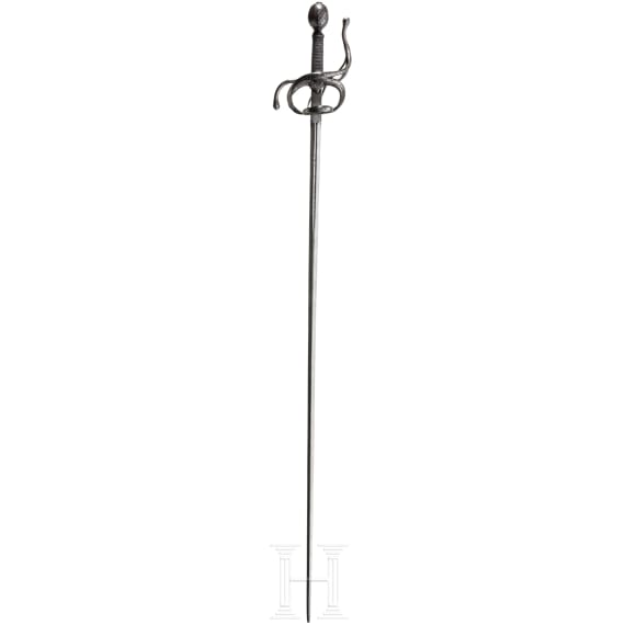 A Dutch or English rapier with silver-inlaid hilt, circa 1610