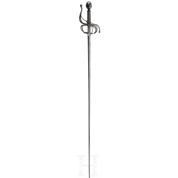A Dutch or English rapier with silver-inlaid hilt, circa 1610