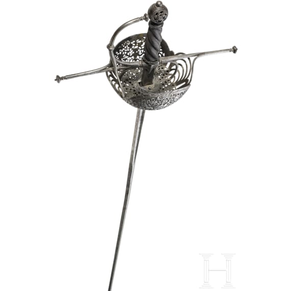 An Italian cup-hilted rapier with openwork guard, mid 17th century