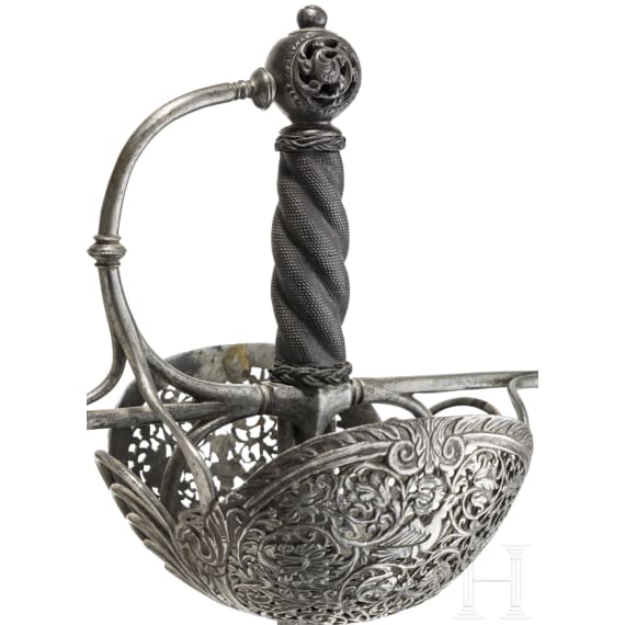 An Italian cup-hilted rapier with openwork guard, mid 17th century