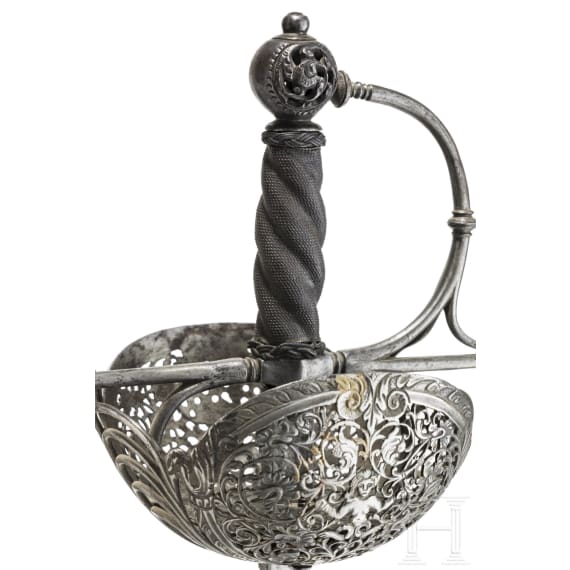 An Italian cup-hilted rapier with openwork guard, mid 17th century