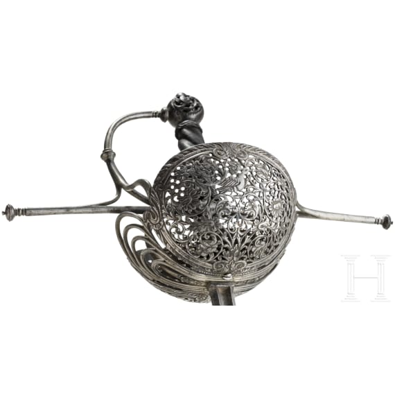An Italian cup-hilted rapier with openwork guard, mid 17th century