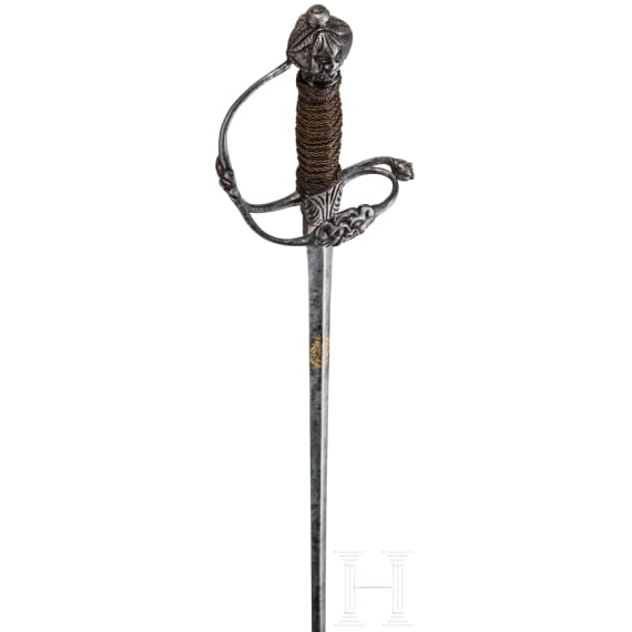 A chiseled smallsword by Jasper Bongen in Solingen, ca. 1660