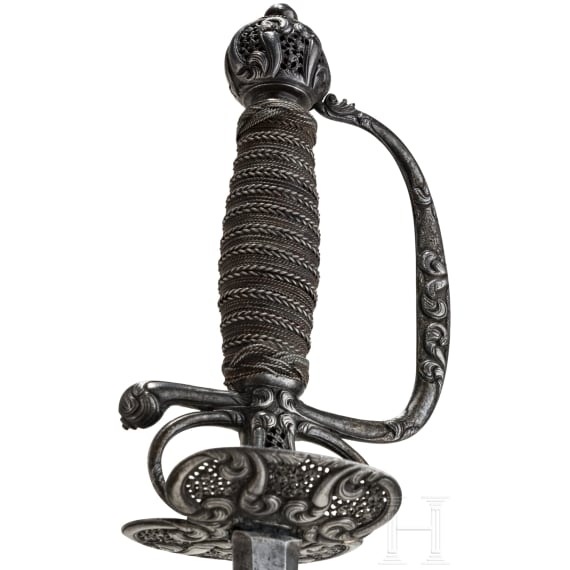 A Brescian smallsword with chiselled hilt, circa 1690/1700