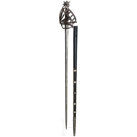 A significant Italian silver-mounted officer's schiavona with Prussian sword blade, 17th/18th century