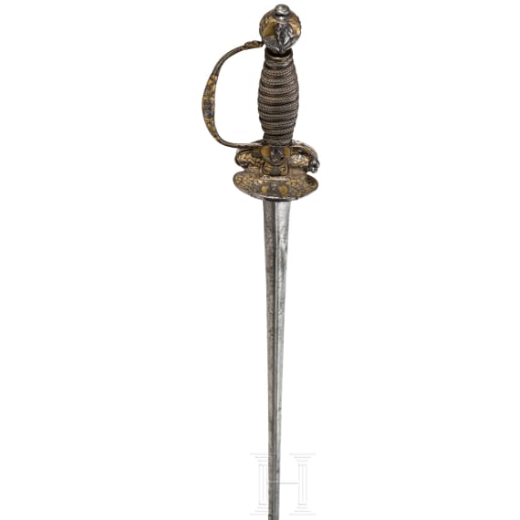 A fine French smallsword with chiselled hilt, circa 1730