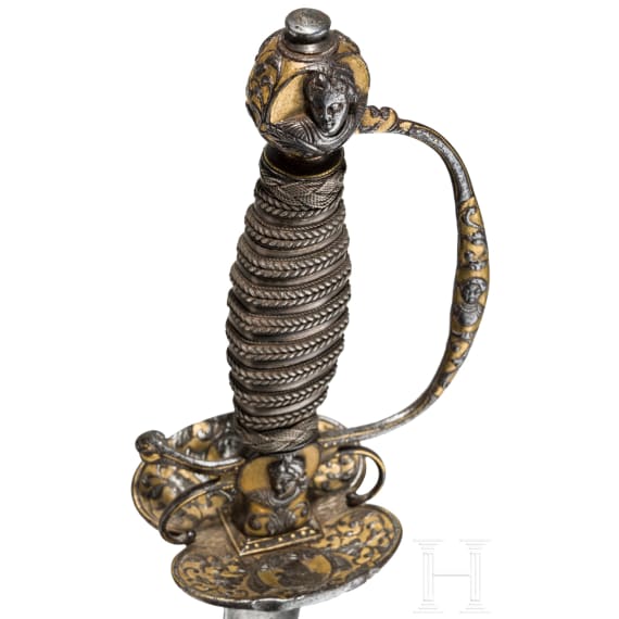 A fine French smallsword with chiselled hilt, circa 1730