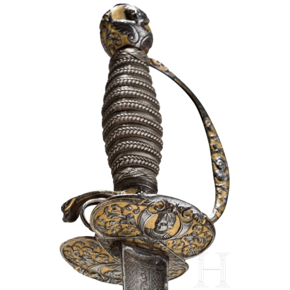 A fine French smallsword with chiselled hilt, circa 1730