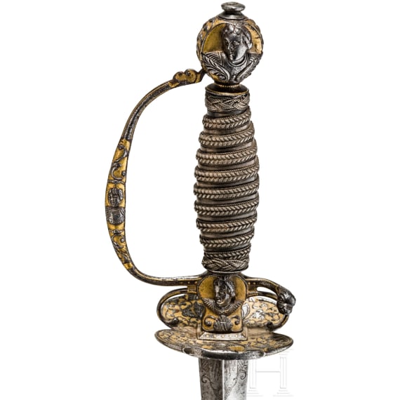 A fine French smallsword with chiselled hilt, circa 1730