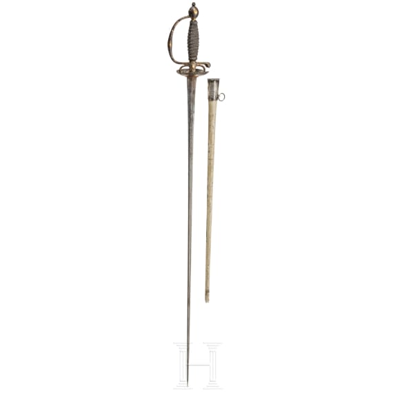 A fine French small-sword with gold and silver damascened hilt, circa 1730
