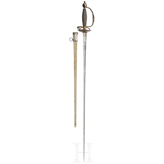 A fine French small-sword with gold and silver damascened hilt, circa 1730