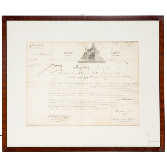 Consulat (1799 - 1804) - Napoleon Bonaparte - &bdquo;Pension de Deux Cents Francs", datiert 1802