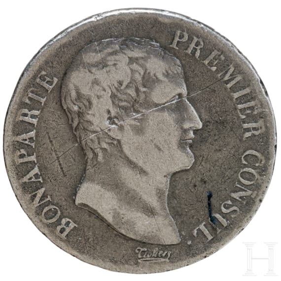 M&uuml;nze mit Bonaparte-Portrait, Consulat (1799 - 1804)