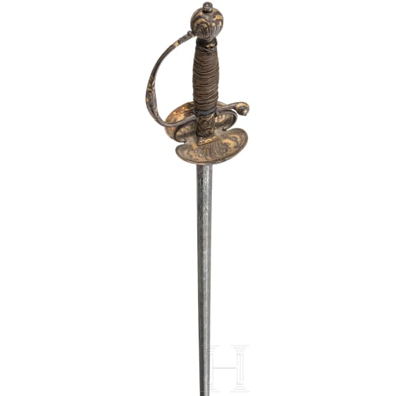 A German small-sword with chiselled hilt, circa 1740