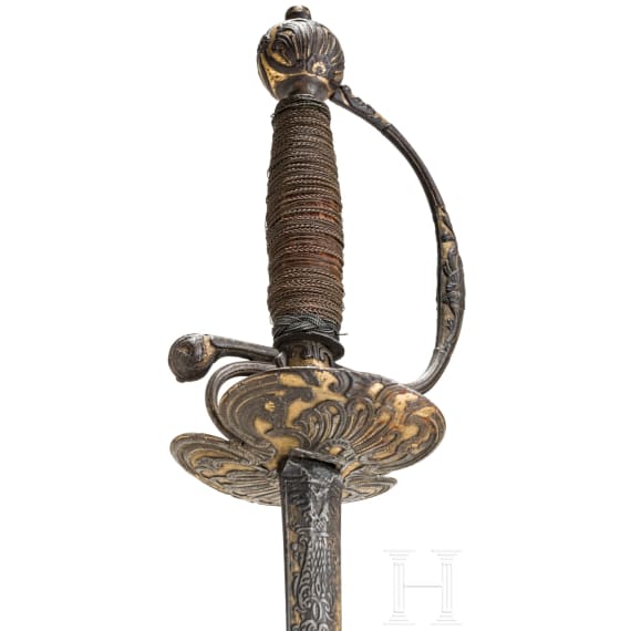 A German small-sword with chiselled hilt, circa 1740