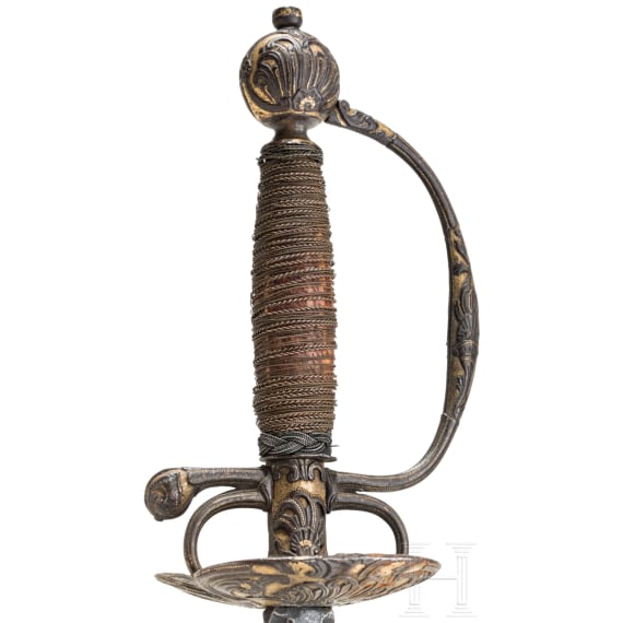 A German small-sword with chiselled hilt, circa 1740