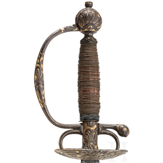 A German small-sword with chiselled hilt, circa 1740