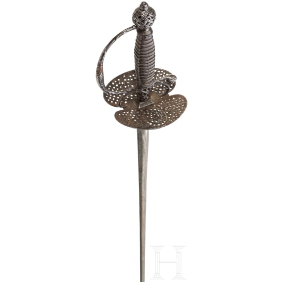 An Italian or French smallsword with pierced iron hilt, ca. 1740