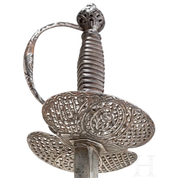 An Italian or French smallsword with pierced iron hilt, ca. 1740