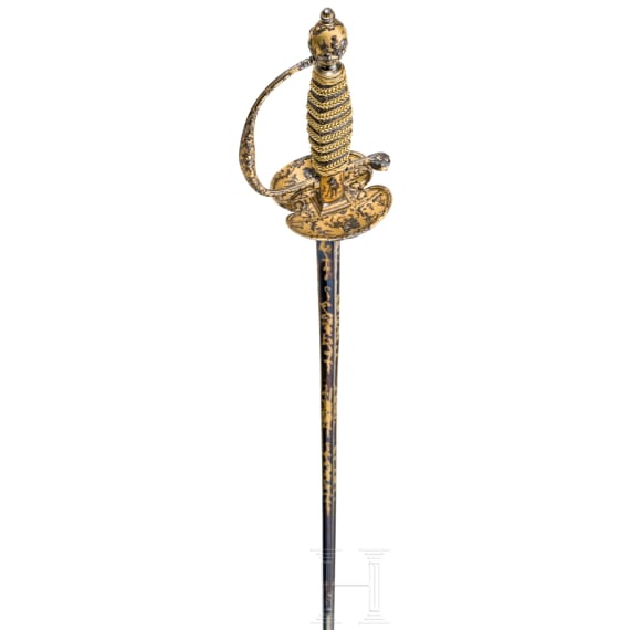 A fine French smallsword with outstanding chiselled hilt, circa 1750